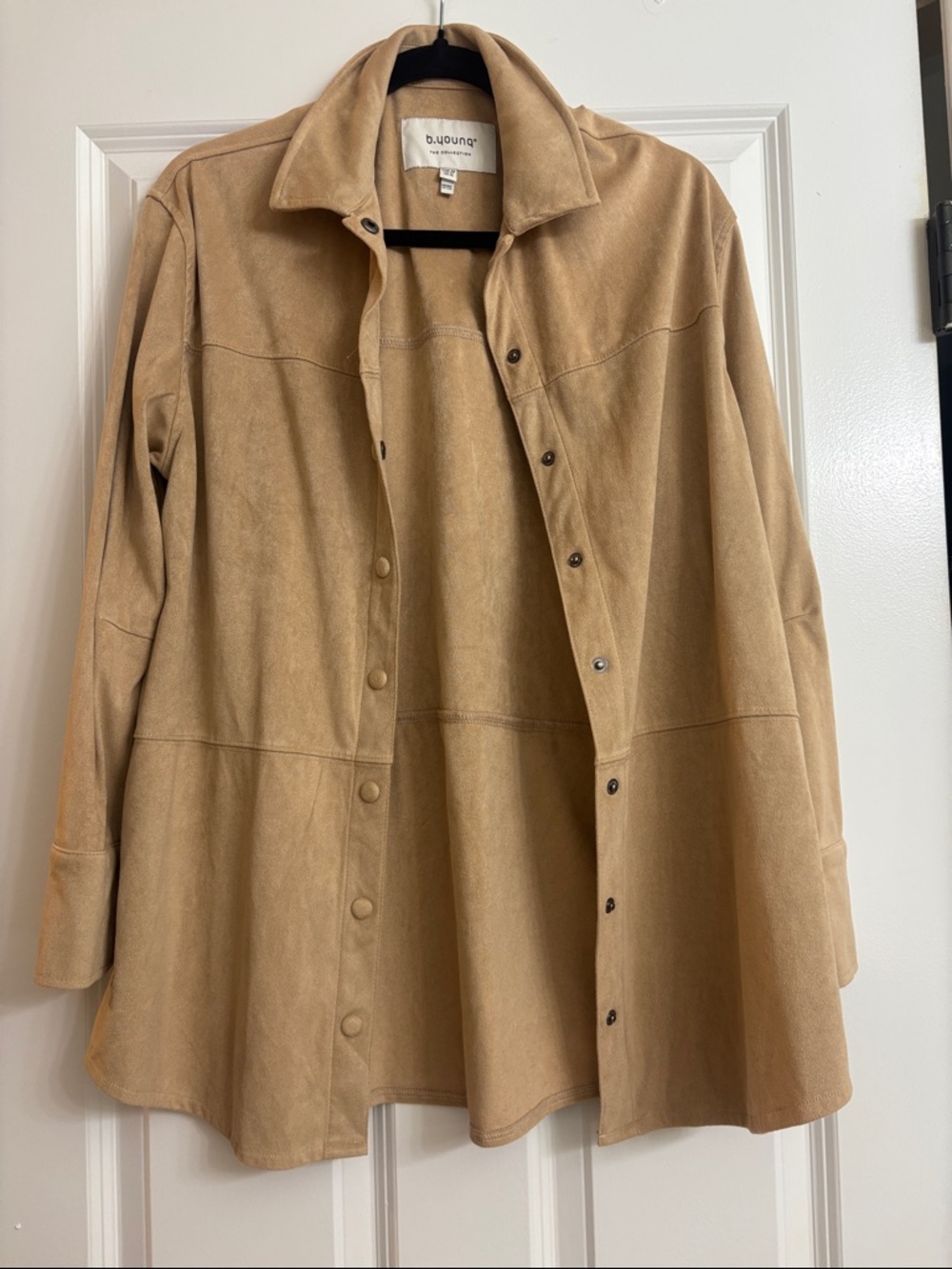 Tan Suede Trench Coat - Relaxed Button-Front